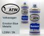 Preview: Volkswagen, Emotion Blue Metallic, LD5M / 3N: 400ml Sprühdose + 400ml Klarlack - Set, von ATW Autoteile West.